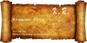 Kremser Rita névjegykártya